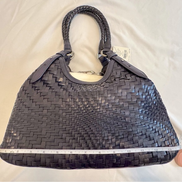 Cole Haan "Small Triangle Tote Genevieve" woven leather (in "Estate Blue") - NWT - Picture 8 of 9